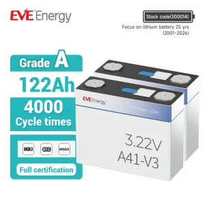 Eve A41-V3 122ah 3.2V LiFePO4 Battery for EV Golf Cart Solar Panel Home Energy Storage System