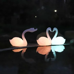 Creative Plastic LED Landscape Luminous Color Changing Swan Light