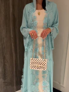 Loriya Custom Delicate Lace Cardigan Style Open Abaya