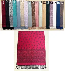 New Coming Manufacturer Jacquard Paisley Floral Soft 100%Viscose Long Pashmina Stole