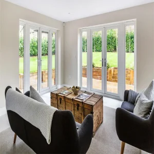 Commercial Waterproof Casement Double Glass PVC/UPVC/Vinyl Door for House