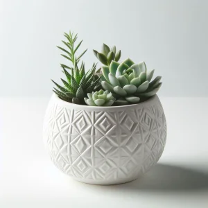 China Debossed Ceramic Pots Matte Glaze VDMK2402004