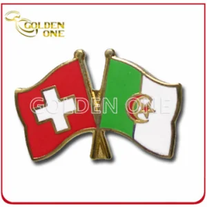 Fashion Soft Enamel Double Cross Flag Enamel Badge
