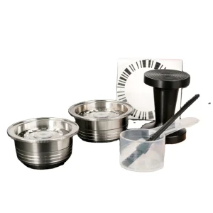 2Pods 1Tamper Set Refillable Coffee Capsule Filter Espresso Pod Compatible With VERTUOLINE Machines