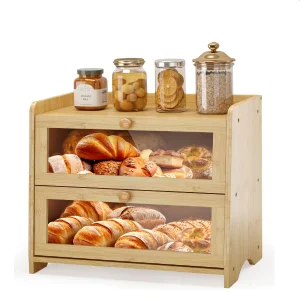 Bamboo Bread Box Kitchen Storage Container