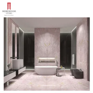 Installing Pink Onyx Marble Extra Large Format Wall Floor Tile Bathroom Shower