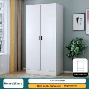 Warm White Wooden Wardrobe with Drawers