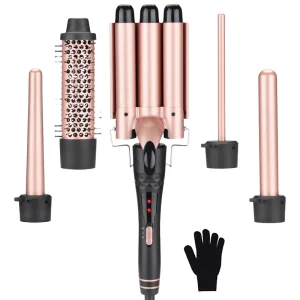 Best Seller Portable Electric Ceramic PTC 5-in-1 Professional Curly Hair Curling Wand &amp; Iron Set