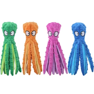 New Dog Squeaky Toys Octopus No Stuffing Crinkle Plush Dog Toys Durable Interactive Cute Dog Chew Toys for