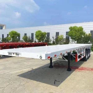3 Axle Extendable Mechanical Suspension 20FT 40FT 45FT 60/70/80 Ton Flatbed Semi-Trailer / Container Transport Truck for Heavy Cargo &amp; Project Logistics Customi
