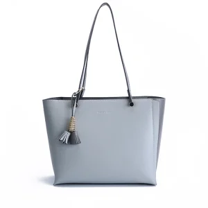 Blue Cow Leather Square Simple European Design Tote Bag
