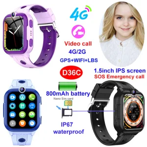 Wholesale 4G China manufacture IP67 waterproof custom smart GPS tracker watch with live map monitoring SOS panic button realtime Google Map location D36C