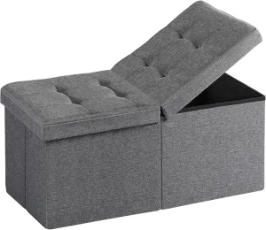 30-Inch Storage Ottoman Bench for Living Room, Bedroom, Entryway, Dark Gray
