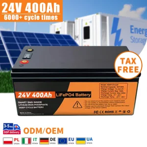Lithium Iron Phosphate Battery 24V 400ah LiFePO4 Battery Pack for Home Solar Power System Power Station