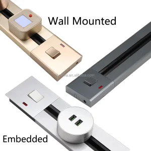 Aluminum Wall Track 40 60 80cm Socket UK EU US Removable Trail Power Electrical Multi-functional Track Socket Power Track System