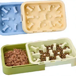 2-in-1 Interactive Slow Feeder Eco-Friendly Durable Plastic Modern Pet Bowls Anti-Choking Dog Cat Food Water Feeding Indoor