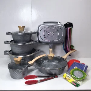 Manufacturer 23PCS Aluminum Pots and Pan Set Non Stick Sauce Pans Grill Frying Pan Ceramic Kitchenware Sets