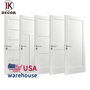 Modern Prehung 5 Panel Wood White Painted Solid Core Shaker Interior Door