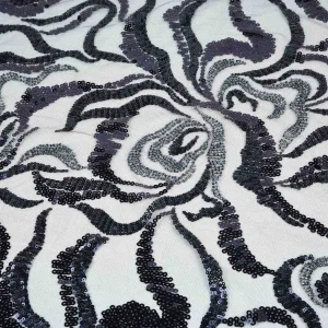 Top Quality 3D Embroidered Lace Fabric with Sequins