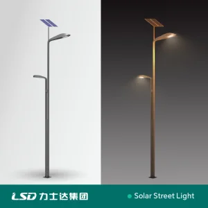 New Trend Dual Arm IP65 Waterproof LED Solar Street Light with Monocrystalline Silicon Solar Panel 50W to 150W Power for Road Garden Lawn Lamp Pole
