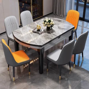Conjunto de Mesa de Jantar de Móveis Modernos para Casa 6 Lugares Mesa de Jantar Redonda