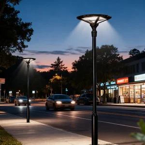 IP68 500W Double-Sided Solar LED Street Lamp Post Top Pole Area Lighting Fixture with Remote Sensor Battery Power 2025 Edition