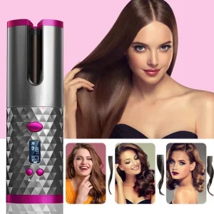Automatic Cordless Hair Curler Fast Heating 6-Temperature LCD Display Rechargeable Styling Iron 6 Timers for Curl Hair
