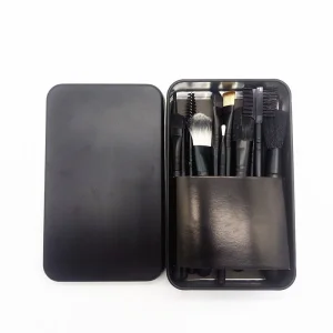 Novo 12-Piece Conjunto de Pincéis de Maquiagem em uma Caixa de Metal com Pincéis de Blush, Sombras e Base com Cabos de Plástico