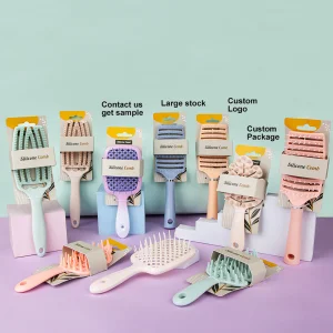 Personalize Large Curved Fluffy Rib Comb Curly Hair Styling Brush Wet Dry Salon Detangler Hairdressing Tools For Female Home Use