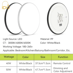 LED Ceiling Light with Smart APP Control: Ultra-Thin, 24W, IP20, CB Approved