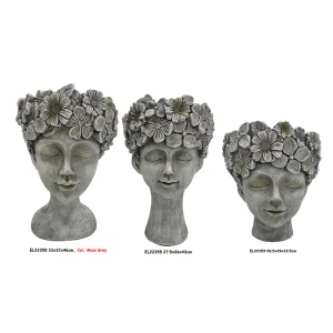 China Fiber Clay MGO Flower Crown Girl Face Planter