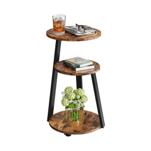Modern Luxury Three-Layer Coffee Table Elegant Marble Side Tables Elegant End Tables for Small Apartment Home Wooden Panel