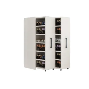 Low Price Specifications Wooden Shelf Sliding Shoe Rack Cabinet Shelves with Wheels Mobile Shoe Storage Shelves