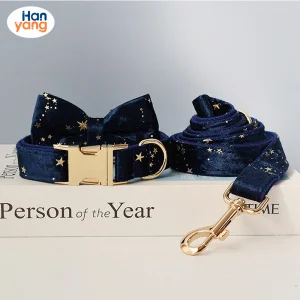 Hanyang Pet Supply Accessories Manufacturer Wholesale Custom Design Adjustable Velvet Dog Collar Luxury Pet Dog Bowtie