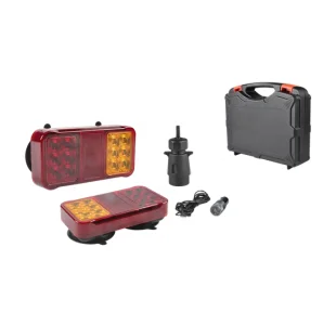 Rechargeable Wireless Magnetic Base Kit Heavy Duty Truck Car Signal LED Trailer Light