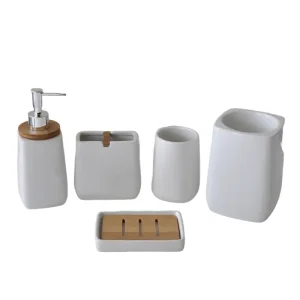 China Minimalist White Ceramic Bathroom 5-Piece Set Suppliers, Exporter