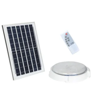 Lámpara de techo LED solar para iluminación de interiores y exteriores en el hogar 50W 100W 200W Resaltar control remoto para iluminación de patio y garaje