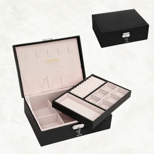 China 2 Layers Jewelry Storage Box PU Leather Jewelry Box Manufacturer, Suppliers