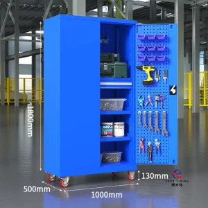 Premium 4 Drawer Metal Tool Cabinet with Wheels Base, Heavy Duty Steel Workshop Storage Box with Pegboard Panel