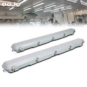 IP66 4ft Weatherproof Tri Proof LED Light Fitting Dimming Sensor Emergency Battery Backup 120 Beam Angle 3000-6500K Color Temp