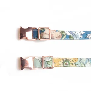 New Pet Products Rose Gold Sunflower Collar Leash Dog Shit Bag Set Floral Pattern