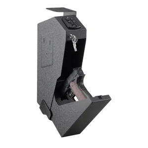 Biometric Gun Safe for Mounted, Gun Safe Box Quick Access Safe with LED Light, Fingerprint Keypad Lock Box