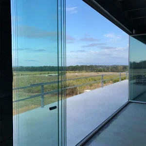 Modern Frameless 10mm 12mm Glass Stainless Steel Glass Partition Wall Glass Sliding Doors Landscape Aluminium Exterior Glass Folding Door