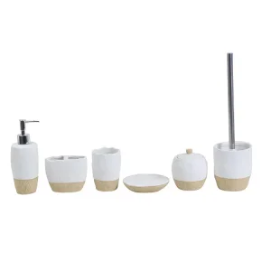 Discount White & Beige Linen - Textured Stoneware Bathroom 6 - Piece Set Supplier, Companies