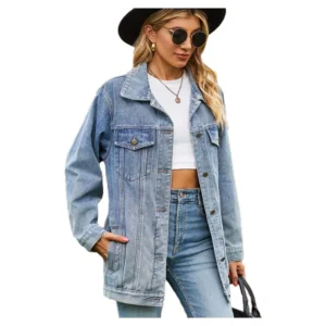 Best Selling Women's Classic Denim Jacket High Quality Retro Oversized Fit Multi-Color Casual Coat