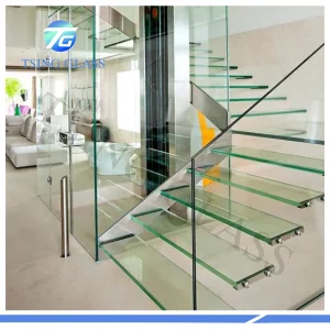 Tempered Laminated Glass with PVB/Sentry Glas Plus (SGP) Film Anti-Slip Glass Polished Edge for Staircase/Floor