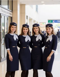 Blue Polyester Office Dress