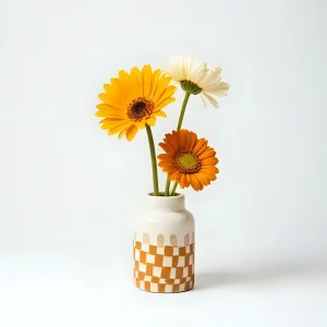 China Matte cream-colored checked ceramic dining table vase VDLK5190 Suppliers, Factories