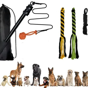 Interactive Big Dog Training Chew Toys Extendable Flirt Pole for Small Large Dogs Eco-Friendly Rope for Outdoor Exercise