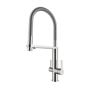 Elegant 304 Stainless Steel Bridge Kitchen Faucet with Waterfall Design